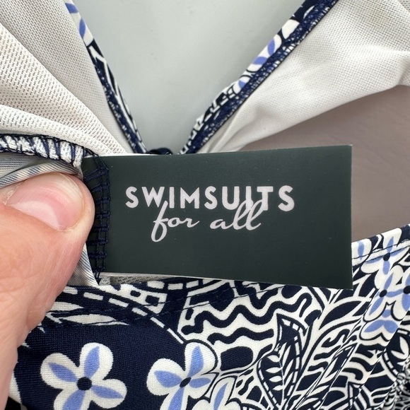 Swimsuits for all blue floral plus size beach swim vacation skirted swimsuit 16 - Picture 8 of 12